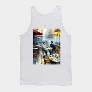 beauitful woman on parisian cafe Tank Top